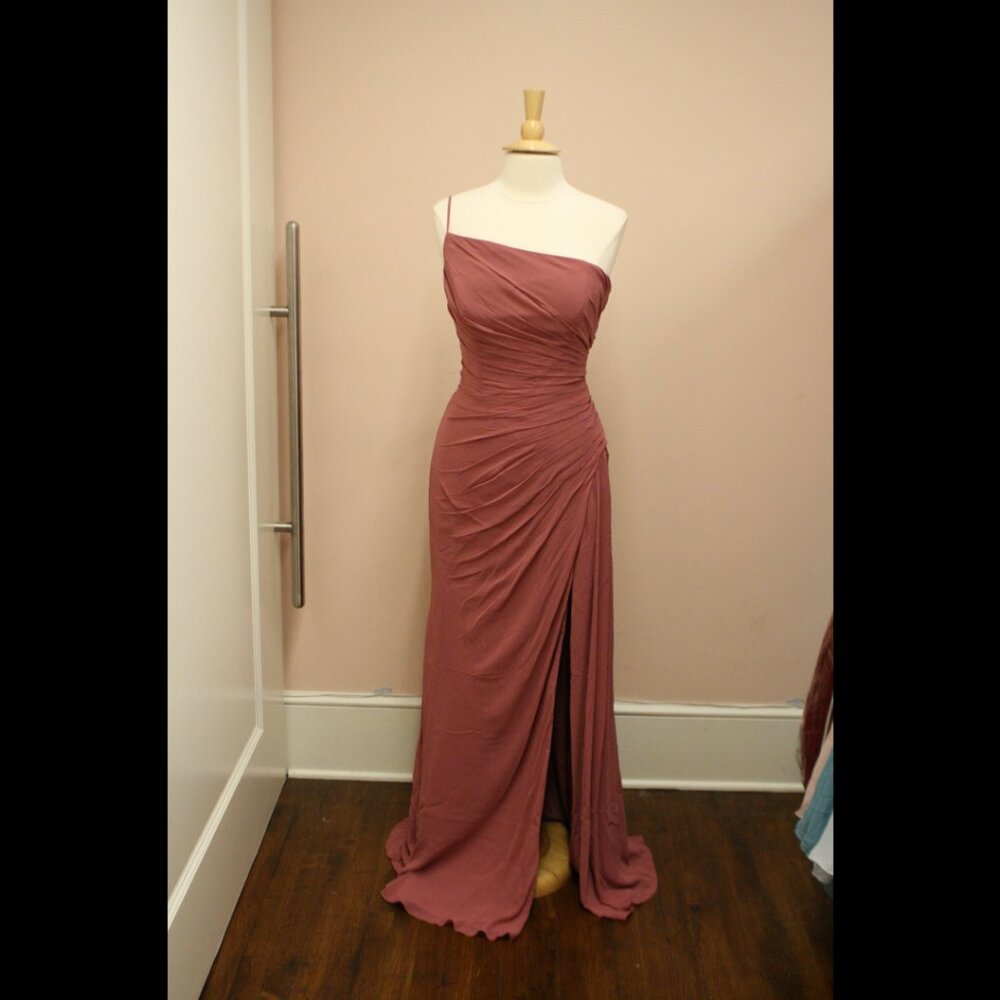 Hayley Paige Occasions 52209 Long Chiffon Bridesmaid Berry 12